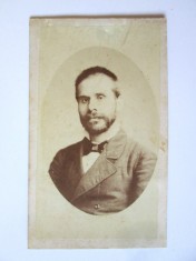 Fotografie pe carton cu autograf 105 x 63 mm Franz Duschek-Bucuresci 1876
