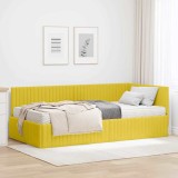 vidaXL Cadru de pat colțar cu saltea cu headboard 2 pcs Galben Catifea 3393824