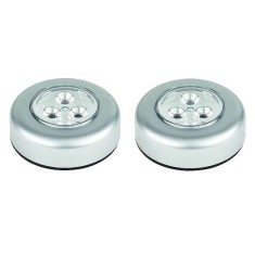 Set 2x Lampa universala autoadeziva cu 3 LED-uri, utilizare baterii de tip AAA - Argintiu