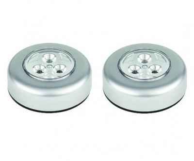 Set 2x Lampa universala autoadeziva cu 3 LED-uri, utilizare baterii de tip AAA - Argintiu foto