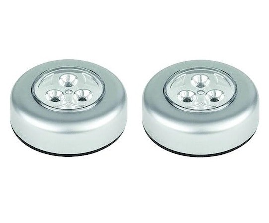 Set 2x Lampa universala autoadeziva cu 3 LED-uri, utilizare baterii de tip AAA - Argintiu