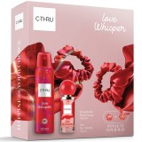 Set cadou C-THRU Love Whisper, Femei: Apa de toaleta, 30 ml + Deodorant spray pentru corp, 150 ml + Elastice de par cadou