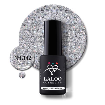 Oja semi-permanenta 142 Silver Holo Sequin Glitter Laloo 7ml foto