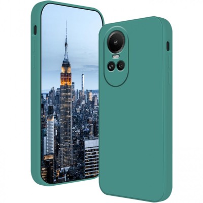 Husa de protectie, flippy, pentru oppo reno 10 5g, liquid silicone, cu microfibra pe interior, protectie antisoc, compatibil incarcare wireless, verde foto
