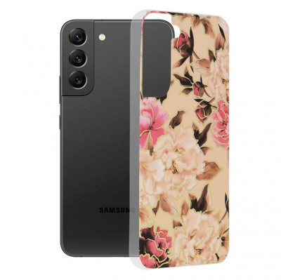 Techsuit - Marble Series - Samsung Galaxy S22 Plus,roz cu flori foto