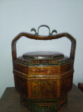 ANTIQUE CHINESE WOOD LACQUER LUNCH BOX 1780 TO 1875