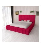 Pat 160x200 cm Rosu cu Saltea inclusa, dimensiuni totale 220x200 cm, inaltime tablie 120 cm