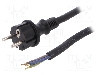 Cablu alimentare AC, 3m, 3 fire, culoare negru, cabluri, CEE 7/7 (E/F) mufa, SCHUKO mufa, PLASTROL - W-97218 foto
