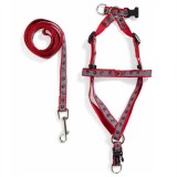 Set ham si lesa ajustabile pentru caine, Gri-Rosu, 120x2 cm, Oem