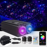 Kit Fibra Optica Plafon Instelat Auto 900 fibre cu efect TWINKLE si 10 Comete Incluse -120 fibre pentru Masina si Casa, RGBW, Control Bluetooth si Tel