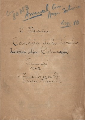 1526SPN Manuscrisul lucrării Candela de la temelia bisericii din Cotmeana de Constantin Bobulescu, 1942 foto