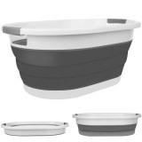 Cos de rufe pliabil, manere sustinere, 25L, 3 nivele inaltime, 38x53,5cm, alb/gri, Ruhhy