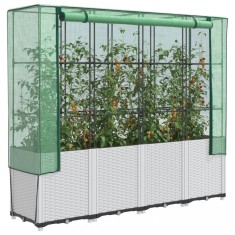 vidaXL Strat &icirc;nălțat cu husă de seră, aspect ratan, 160x40x153 cm 4015845
