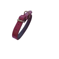Zgarda dubla rosu grena 2 cm din piele naturala, pentru caini, ajustabila 30-39 cm