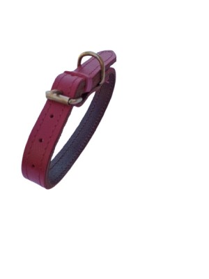 Zgarda dubla rosu grena 2 cm din piele naturala, pentru caini, ajustabila 30-39 cm foto