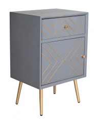 Noptiera industriala gri cu decoratiuni aurii HMB419