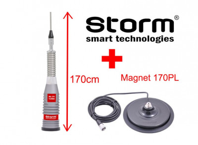 Antena Statie CB Storm ML170 Turbo 170cm + Magnet 170PL foto