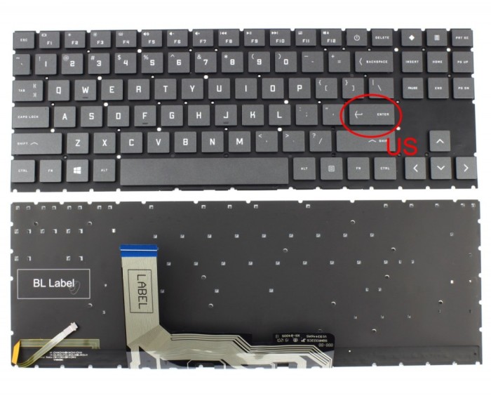 Tastatura HP V193446CS1 iluminata layout US fara rama enter mic