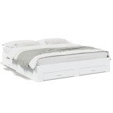 Gossi cadru de pat cu sertare alb 200x200 cm lemn prelucrat