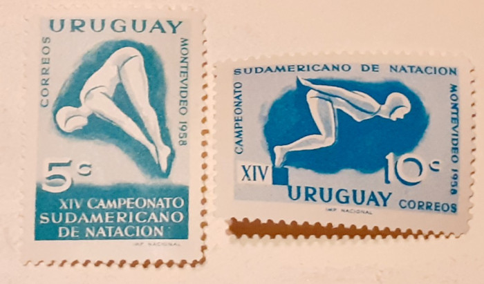 Uruguay 1958 campionatul sudamerican de natatie, sport serie 2v mnh