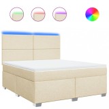 Cumpara ieftin Pat continental cu saltea, crem, 180x200 cm, textil