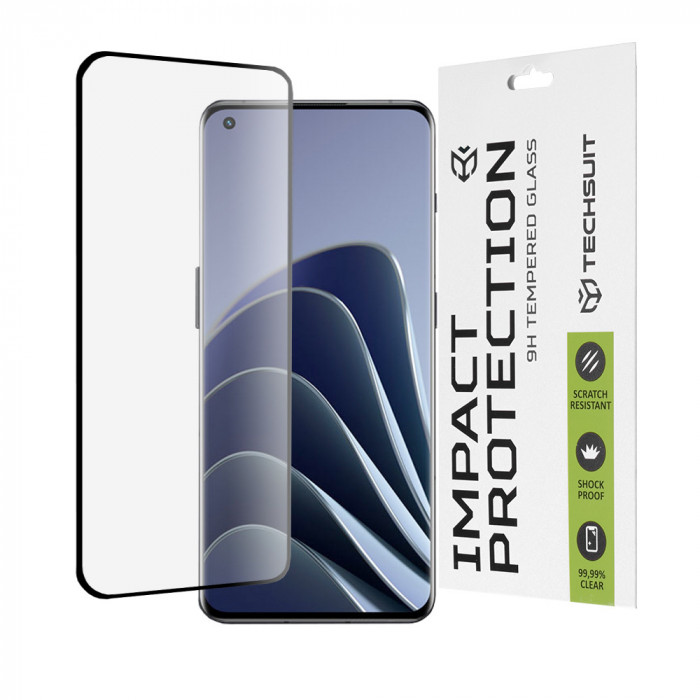 Folie pentru OnePlus 10 Pro/11/11R/Ace 2/Ace 2 Pro/Find X5 Pro, Techsuit 111D Full Cover / Full Glue Glass / 3D Curved Screen, Black