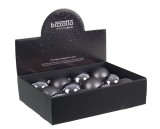 Set 12 globuri brad Craciun sticla gri &Oslash;8 cm