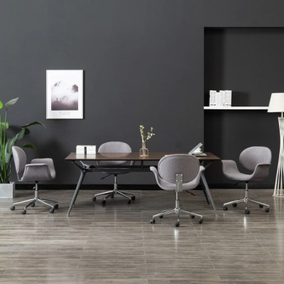 vidaXL Scaune de bucătărie pivotante, 4 buc., gri, textil foto