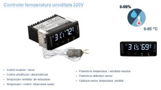 Controler temperatura umiditate termostat higrostat incubator uscator 220V foto