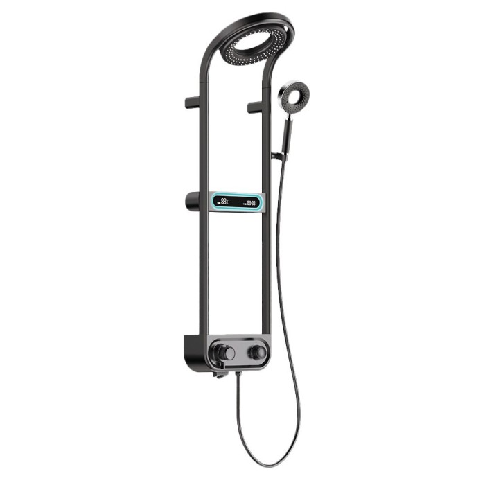 Set de duș digital Tropic cu baterie termostatică, negru