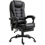 Fotoliu de birou cu masaj cu 7 puncte de vibrație, ergonomic cu suport pentru picioare și spătar &icirc;nclinat la 155&deg;, negru Vinsetto | Aosom Romania