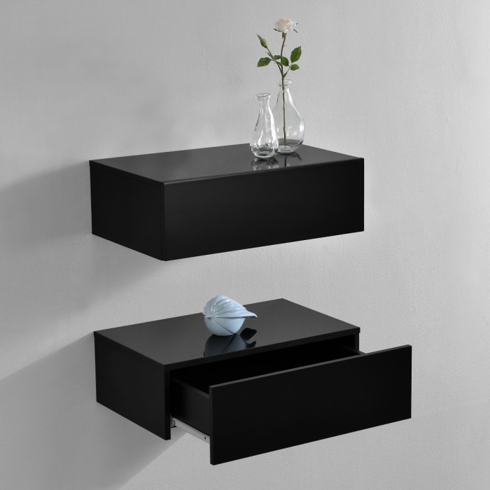 Set 2 bucati comoda suspendata Model 4 negru lacuit lucios 46x30x15cm [en.casa] HausGarden Leisure