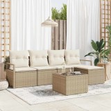 VidaXL Set de canapele pentru grădină cu pernă 6 pcs Bej, crem
