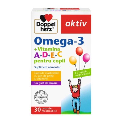 Omega 3 Vitamina A+D+E+C pentru Copii 30 capsule Doppelherz foto