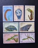 Cambodgia (R.P. Kampuchea) 1986 Fauna Reptile și Șerpi Serie Completa 7v Ștampilat - A90