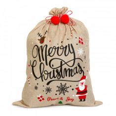 Sacul lui Moș Crăciun – 70 x 50 cm – din pânză de sac