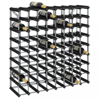 vidaXL Suport de vinuri, 72 sticle, negru, lemn masiv de pin foto