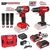 Set masina de insurubat cu impact si cheie de impact RDP-PCDIW20, 1 / 2&quot;, 320 Nm, 2 x 2 Ah, Raider 030253