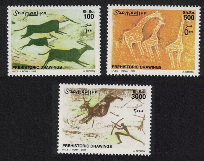 Somalia 2002 - Fauna in picturi rupestre, serie neuzata