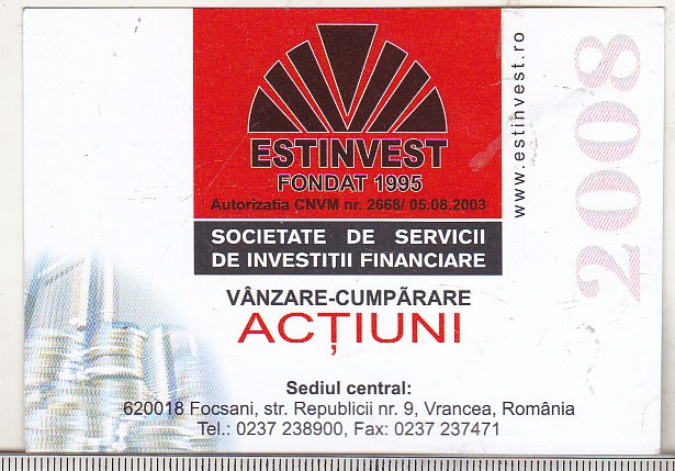 bnk cld Calendar de buzunar 2008 Estinvest