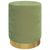 Taburet depozitare rotund, verde mustar, catifea 31 x 37 cm