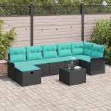 vidaXL Set de canapele pentru grădină cu pernă 8 pcs Negru Rattan poli 3360247
