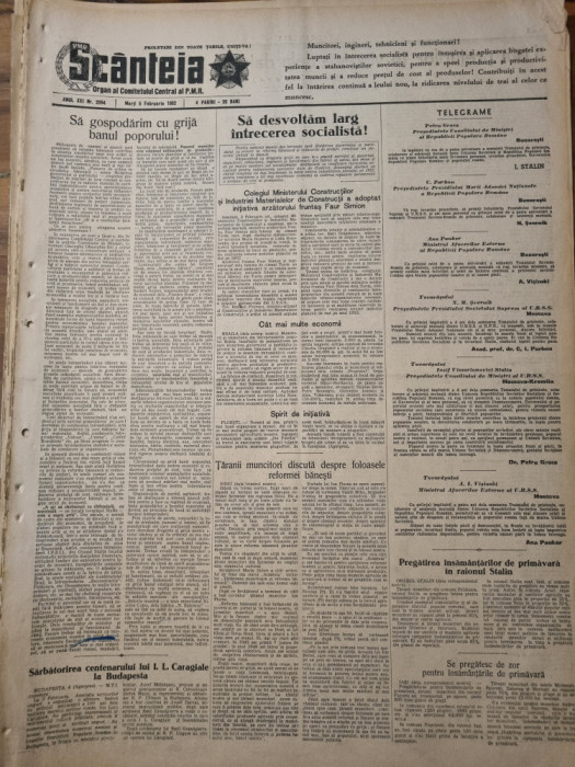 scanteia 5 februarie 1952-lista de preturi in vigoare,scrisul lui caragiale