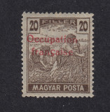 ROMANIA 1919 OCUPATIA FRANCEZA 20F M.P. TIMBRU NEEMIS RAR CERTIFICAT MNH, Nestampilat