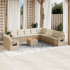 vidaXL Set canapele de grădină cu perne, 12 piese, bej, poliratan 3224644
