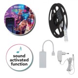 Bandă LED Autocolantă Lamba Smart Strip, Microfon Integrat, Funcție Activare Sunet, Lumini Multicolore, 6W, 1m