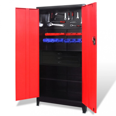 vidaXL Dulap scule cu organizatoare, roșu și negru, 90x40x180 cm, oțel foto