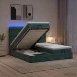 Cumpara ieftin Pat Ottoman cu Saltea si LED Verde inchis 160 x 200 cm Catifea