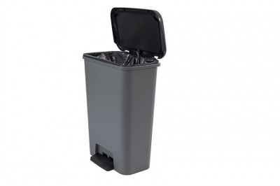 Coș de gunoi Curver COMPATTA BIN, 50L, 29,4x49,6x62 cm, negru/gri, pentru gunoi foto