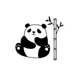 Cumpara ieftin Sticker Autocolant Decorativ Perete Panda, 47&times;43 cm, Negru, Oracal